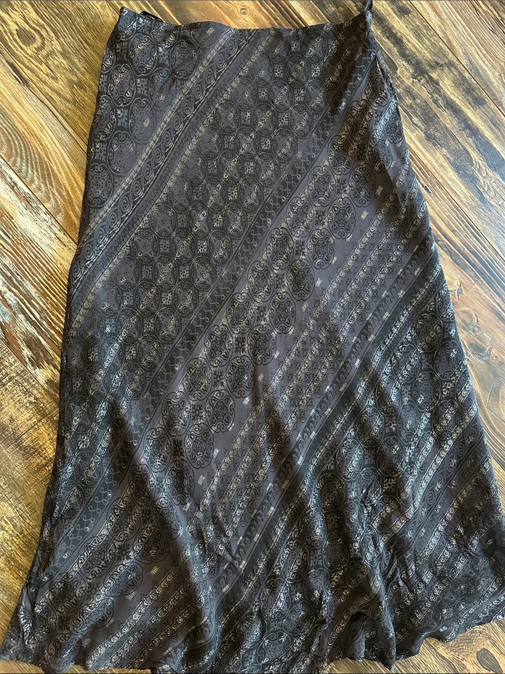 Black Paisley-Print A-Line Skirt